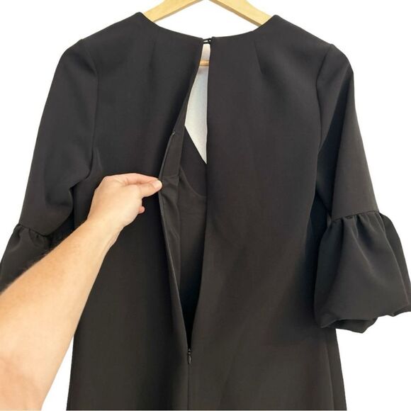 Milly Classic Black Puff Sleeve Mandy Shift Dress, Size 4 - Picture 4 of 7